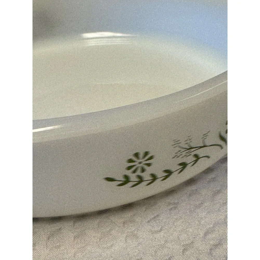 Vintage Glasbake Green Daisy Round 8